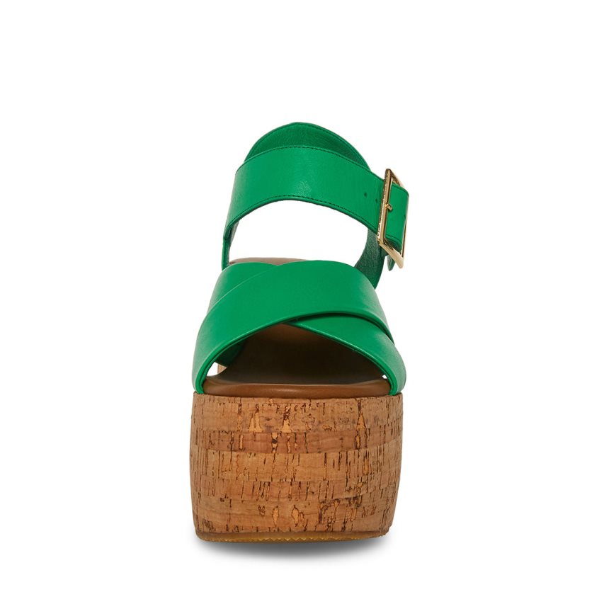 πεδιλα πλατφορμεσ γυναικεια Steve Madden Palmer δερματινα πρασινο | GR-O974EYN