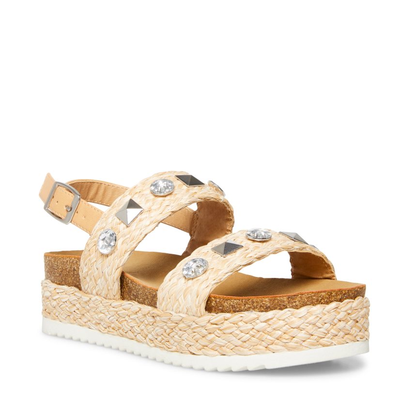 πεδιλα πλατφορμεσ παιδικα Steve Madden Jgemston Raffia ανοιχτο καφε | GR-384OKWV