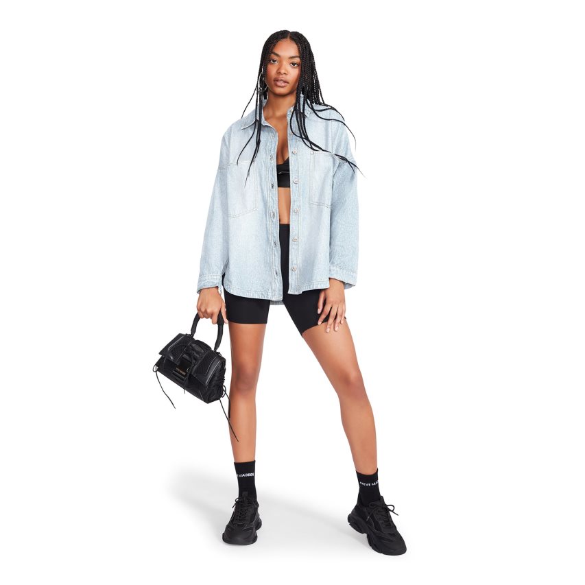 πουκαμισα γυναικεια Steve Madden Cassie Denim Fabric μπλε | GR-6O42PYZ