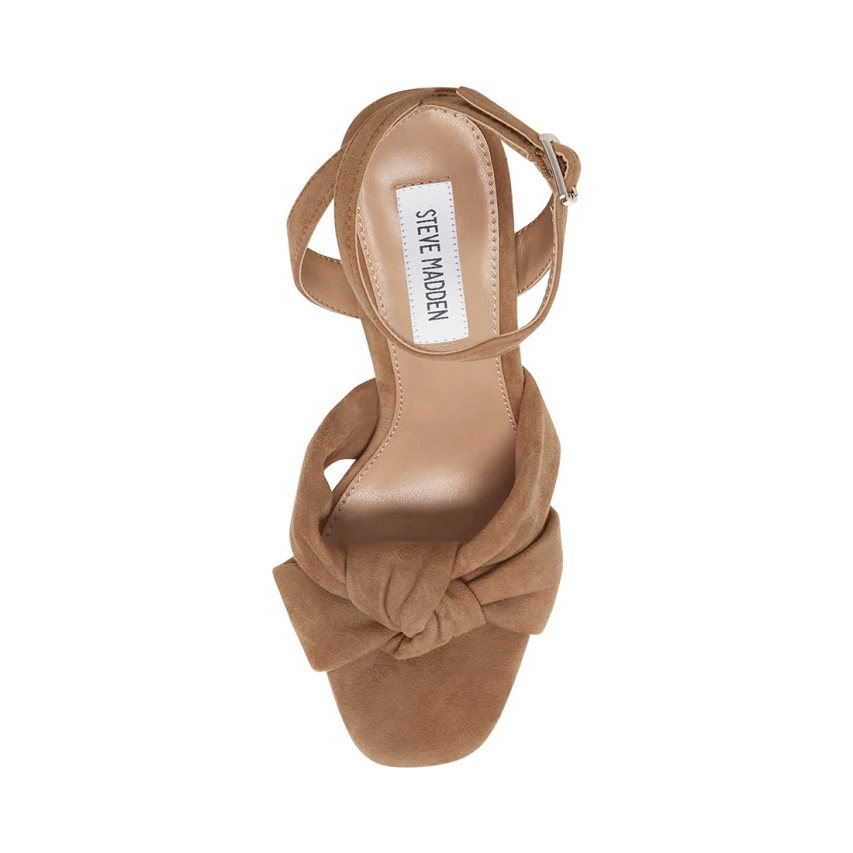 σανδαλια με τακουνι γυναικεια Steve Madden Lala σουετ καφε | GR-124OFWR