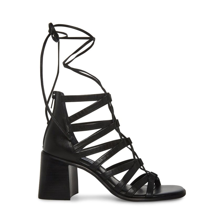 σανδαλια με τακουνι γυναικεια Steve Madden Cherri30 δερματινα μαυρα | GR-1254BKU