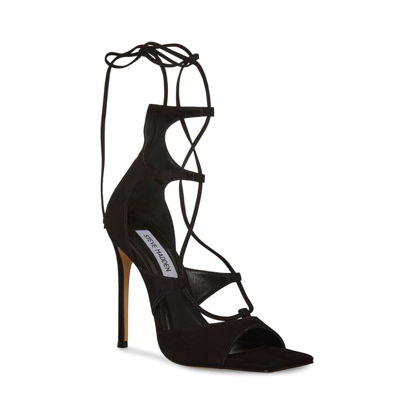 σανδαλια με τακουνι γυναικεια Steve Madden Carol μαυρα | GR-1489ROQ