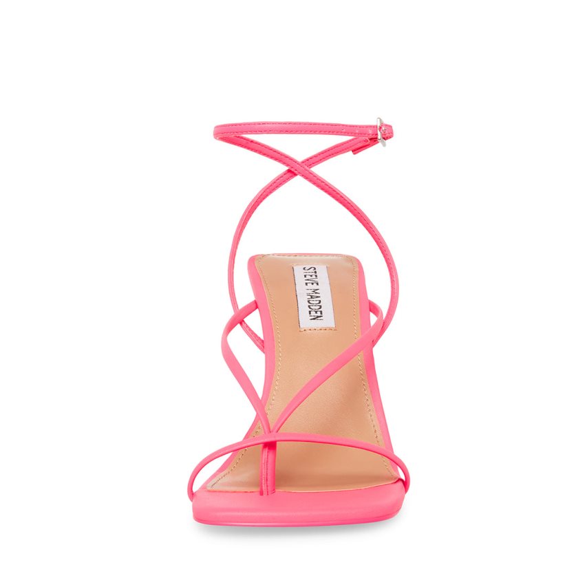 σανδαλια με τακουνι γυναικεια Steve Madden Annie Neon ροζ | GR-1567ACX