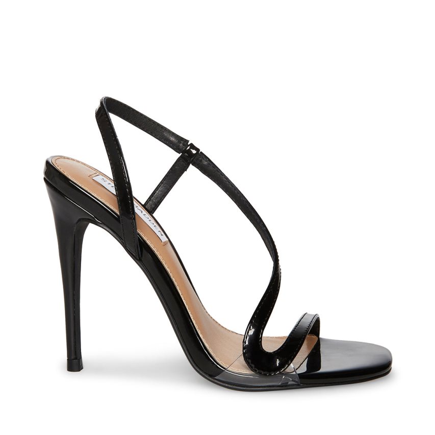 σανδαλια με τακουνι γυναικεια Steve Madden Nadia λουστρινι μαυρα | GR-1623ERC