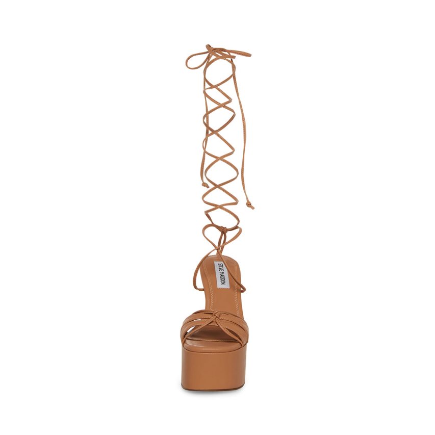 σανδαλια με τακουνι γυναικεια Steve Madden Yasmyn Natural καφε | GR-164OHYB
