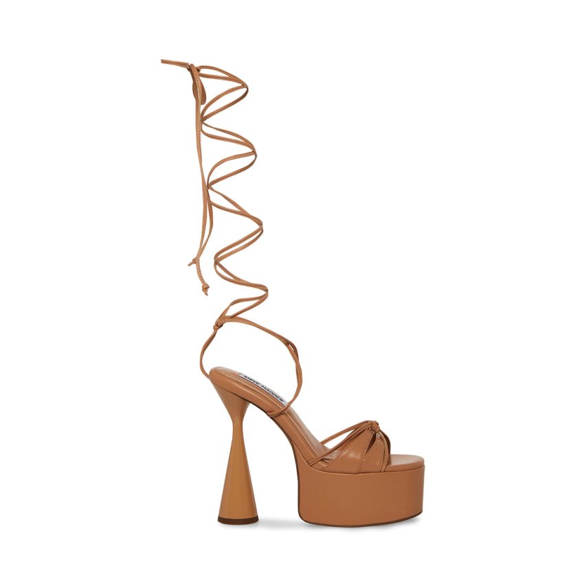 σανδαλια με τακουνι γυναικεια Steve Madden Yasmyn Natural καφε | GR-164OHYB