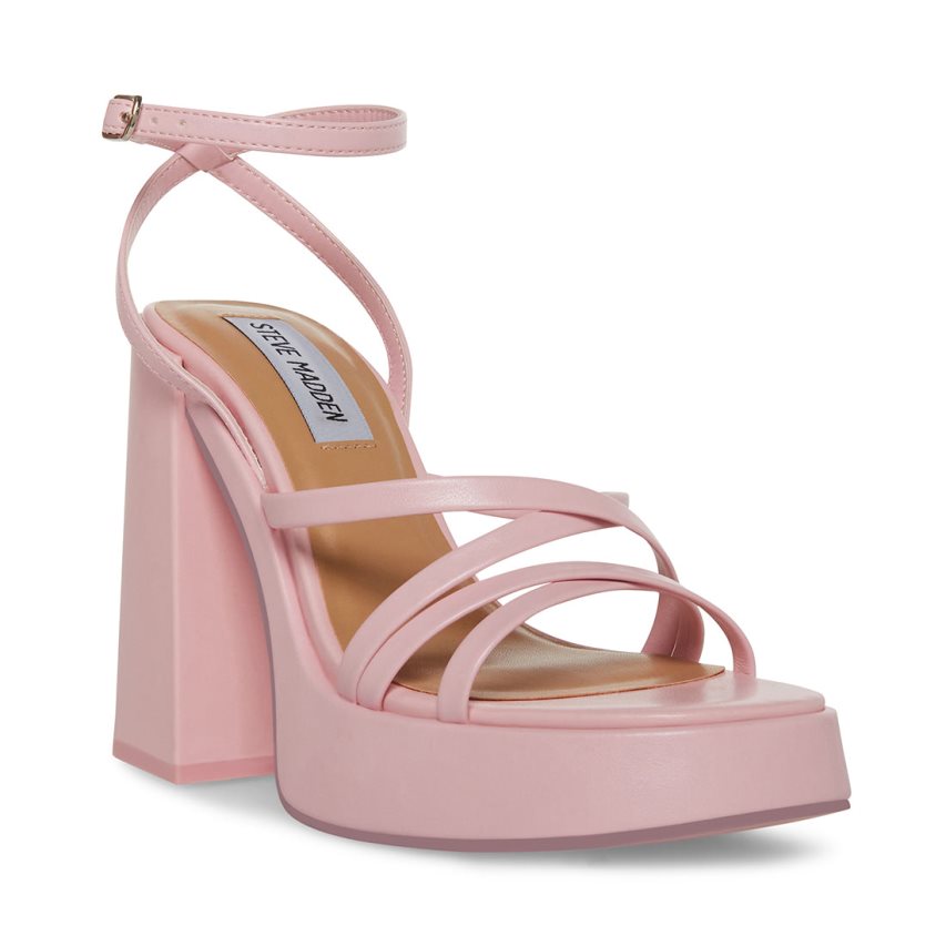 σανδαλια με τακουνι γυναικεια Steve Madden Affection ροζ | GR-17O9DNT
