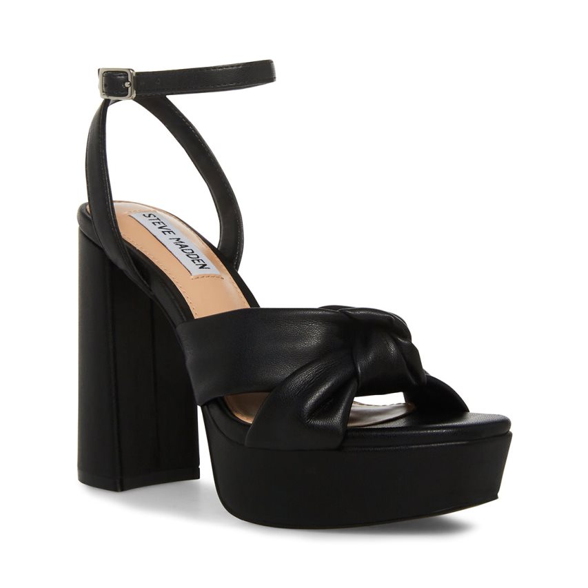 σανδαλια με τακουνι γυναικεια Steve Madden Lala μαυρα | GR-1845QIA