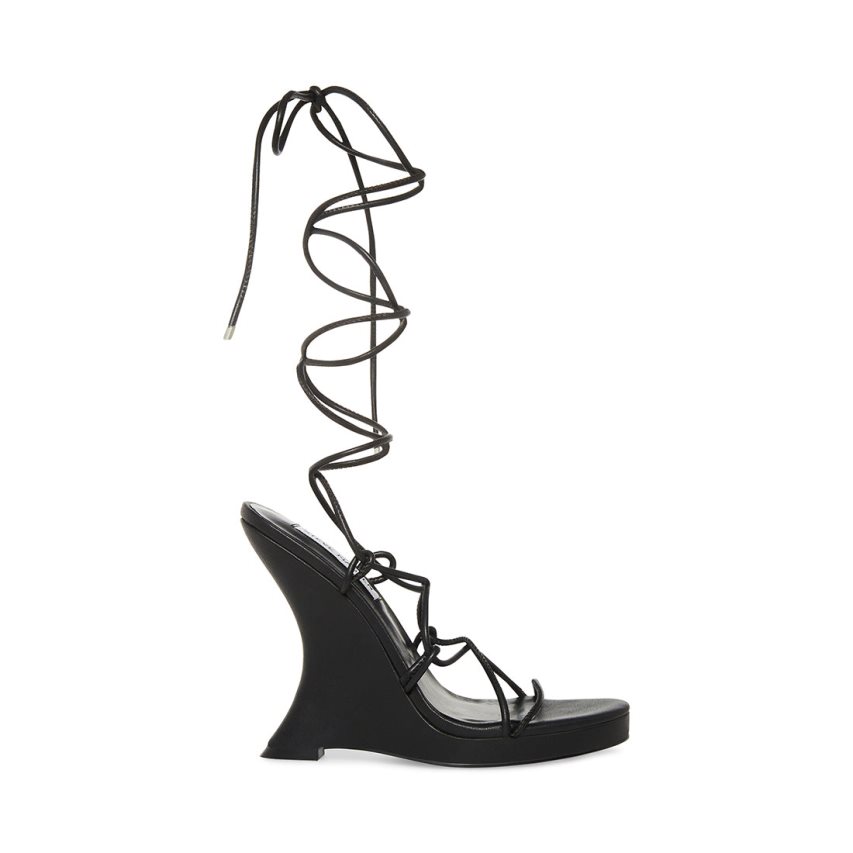 σανδαλια με τακουνι γυναικεια Steve Madden Rezy μαυρα | GR-18O7NCT