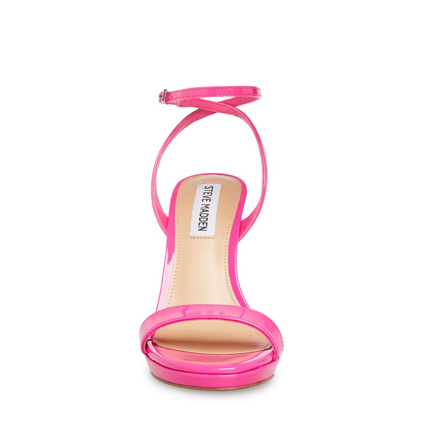 σανδαλια με τακουνι γυναικεια Steve Madden Wafer λουστρινι ροζ | GR-1928PMK