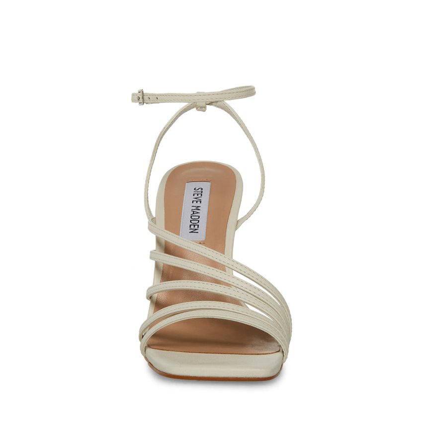 σανδαλια με τακουνι γυναικεια Steve Madden Kamila δερματινα ασπρα | GR-2167JDC