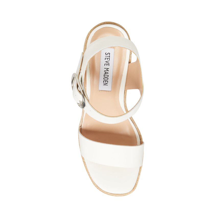 σανδαλια με τακουνι γυναικεια Steve Madden Janice δερματινα ασπρα | GR-236OXJB
