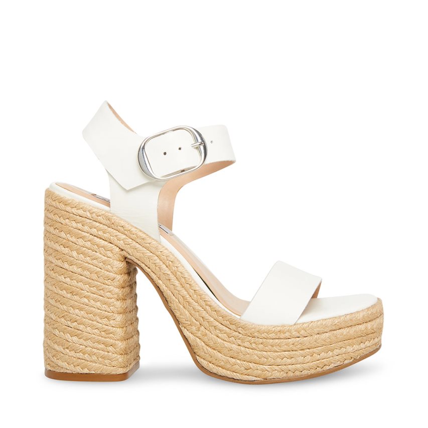 σανδαλια με τακουνι γυναικεια Steve Madden Janice δερματινα ασπρα | GR-236OXJB