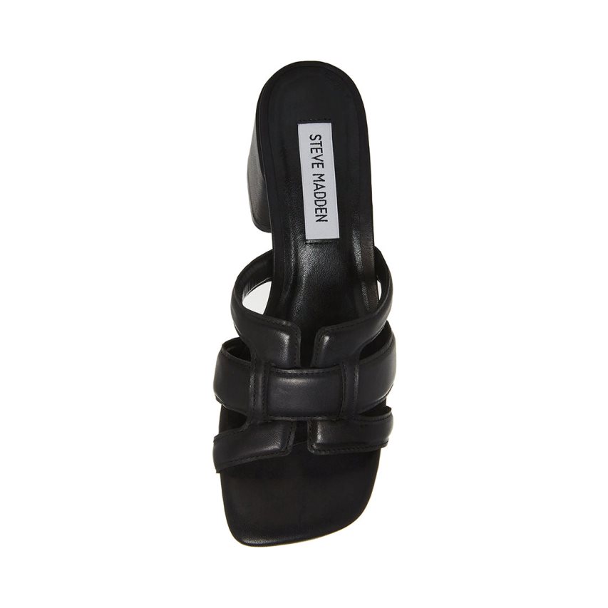 σανδαλια με τακουνι γυναικεια Steve Madden Clover δερματινα μαυρα | GR-24O5NAZ