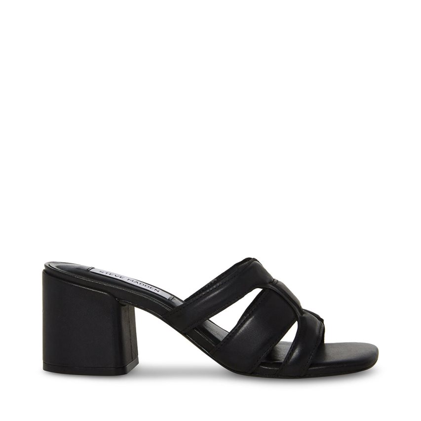 σανδαλια με τακουνι γυναικεια Steve Madden Clover δερματινα μαυρα | GR-24O5NAZ