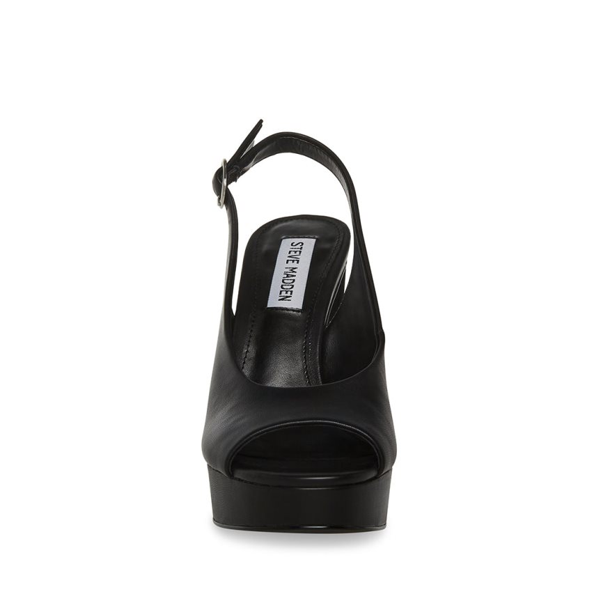 σανδαλια με τακουνι γυναικεια Steve Madden Booker δερματινα μαυρα | GR-2581RDQ