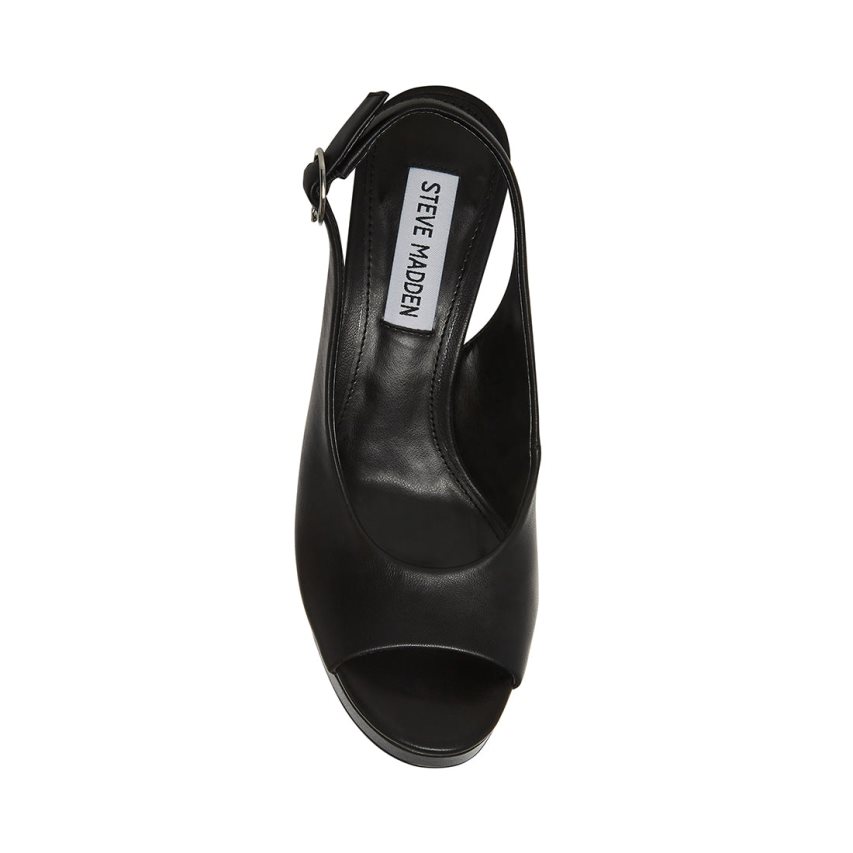 σανδαλια με τακουνι γυναικεια Steve Madden Booker δερματινα μαυρα | GR-2581RDQ