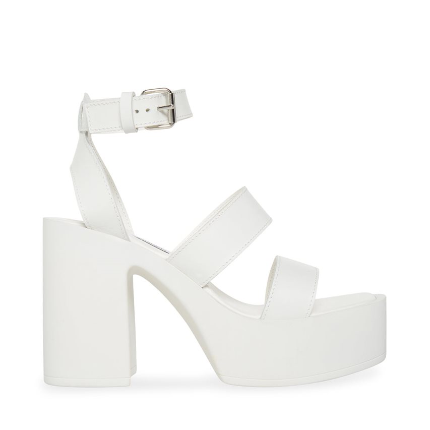σανδαλια με τακουνι γυναικεια Steve Madden Dora δερματινα ασπρα | GR-269OMRG