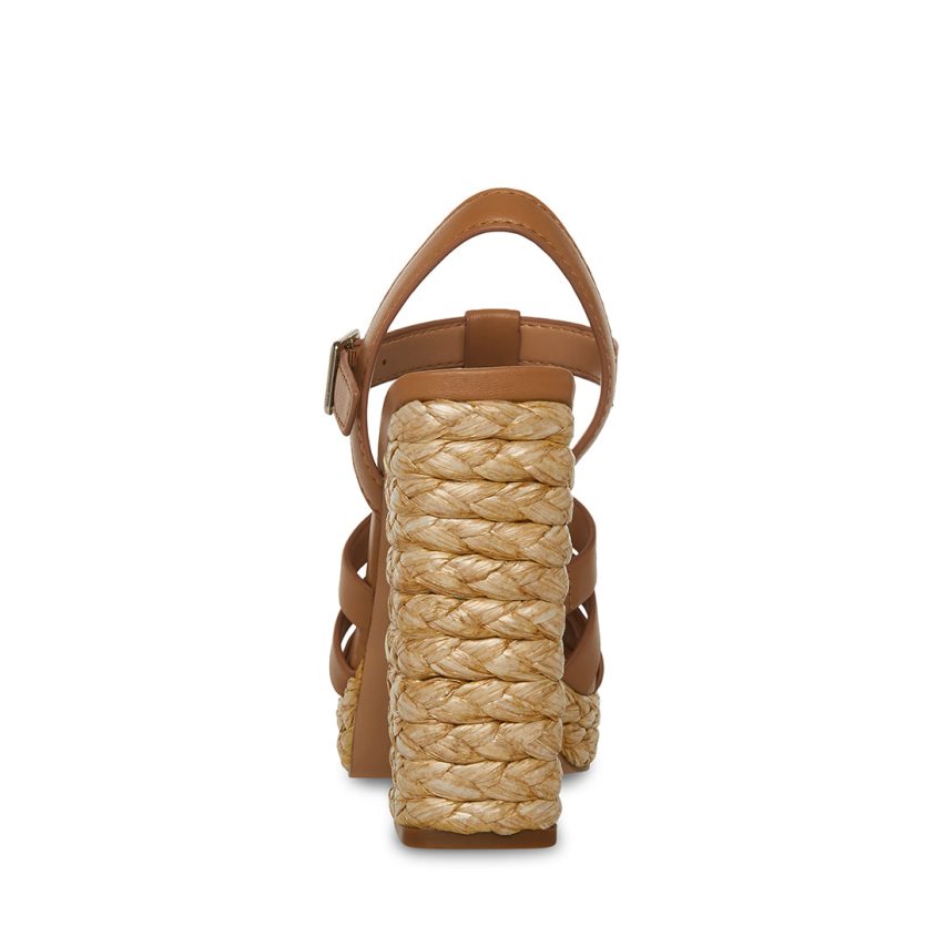 σανδαλια με τακουνι γυναικεια Steve Madden Gallery δερματινα καφε | GR-2736VTH