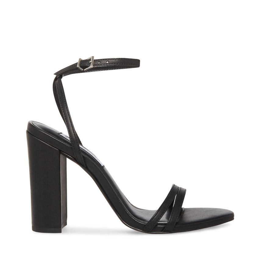 σανδαλια με τακουνι γυναικεια Steve Madden Candid δερματινα μαυρα | GR-2867FKB