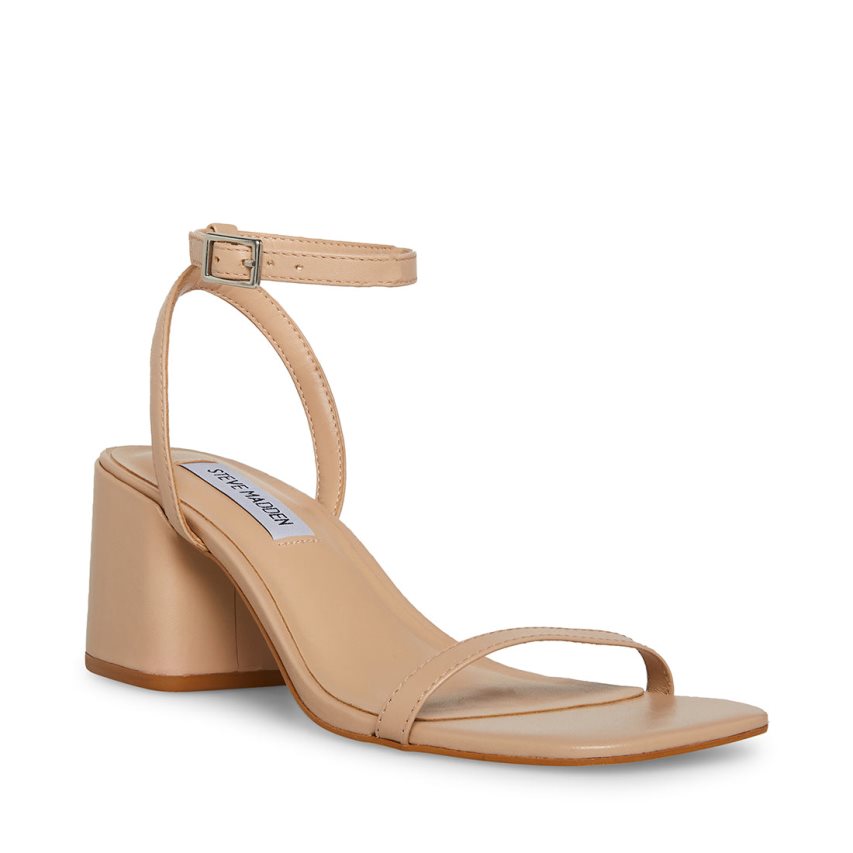 σανδαλια με τακουνι γυναικεια Steve Madden Audrina Natural δερματινα Μπεζ | GR-2917ELO