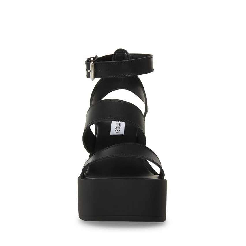 σανδαλια με τακουνι γυναικεια Steve Madden Dora δερματινα μαυρα | GR-3197AEK