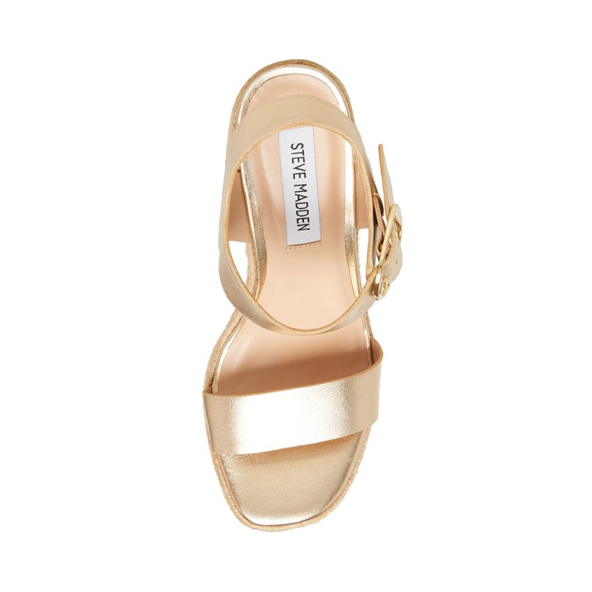 σανδαλια με τακουνι γυναικεια Steve Madden Janice χρυσο χρωμα | GR-31O4MTE