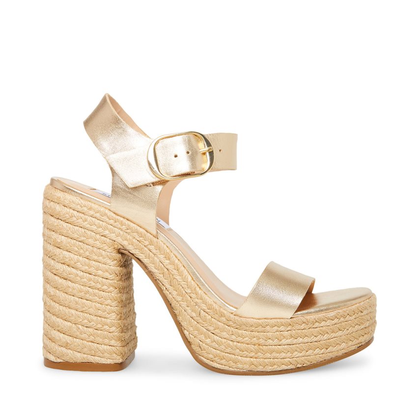 σανδαλια με τακουνι γυναικεια Steve Madden Janice χρυσο χρωμα | GR-31O4MTE
