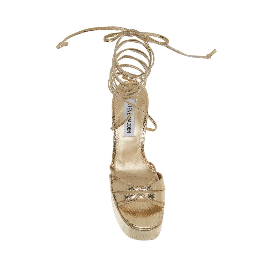 σανδαλια με τακουνι γυναικεια Steve Madden Yasmyn Snake χρυσο χρωμα | GR-3218CLI