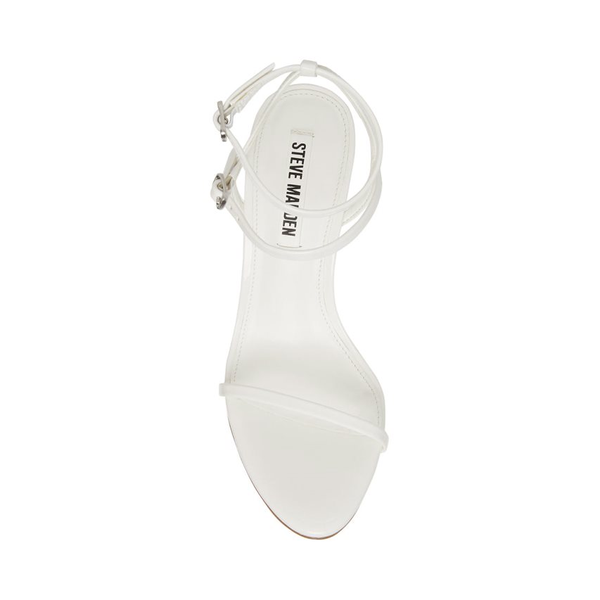 σανδαλια με τακουνι γυναικεια Steve Madden Theresa λουστρινι ασπρα | GR-3486TFQ
