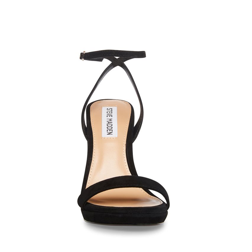 σανδαλια με τακουνι γυναικεια Steve Madden Wafer σουετ μαυρα | GR-368OXEW