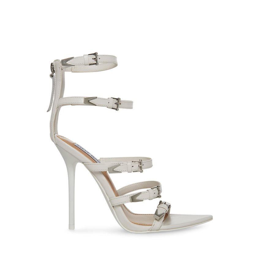 σανδαλια με τακουνι γυναικεια Steve Madden Simone δερματινα ασπρα | GR-3691WSE