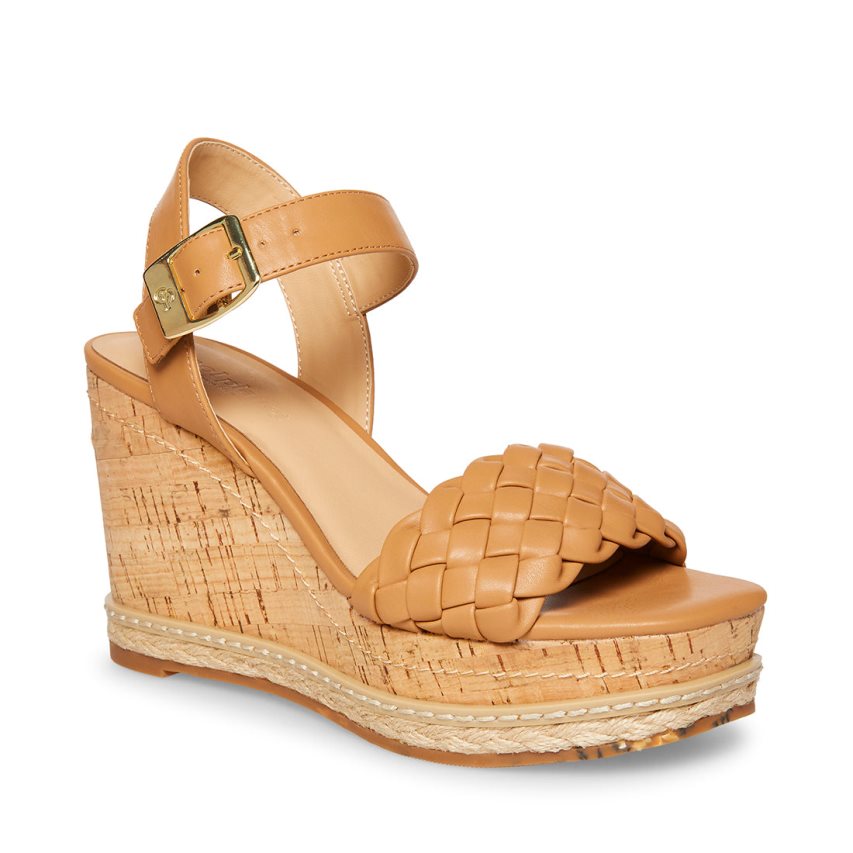 σανδαλια με τακουνι γυναικεια Steve Madden Jitney Camel καφε | GR-3815IJV