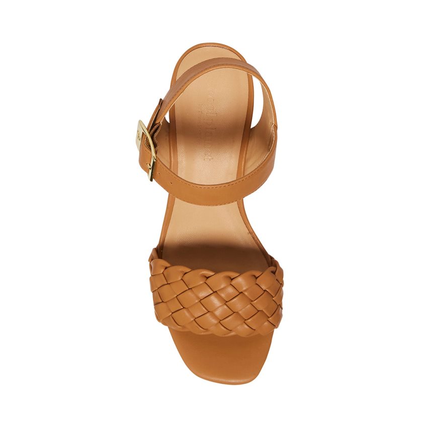 σανδαλια με τακουνι γυναικεια Steve Madden Jitney Camel καφε | GR-3815IJV