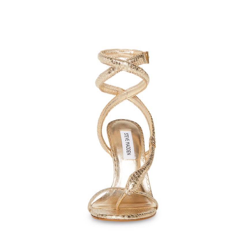 σανδαλια με τακουνι γυναικεια Steve Madden Scalia Snake χρυσο χρωμα | GR-3O68CNF