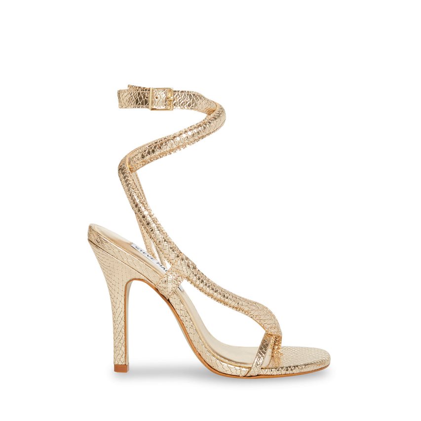 σανδαλια με τακουνι γυναικεια Steve Madden Scalia Snake χρυσο χρωμα | GR-3O68CNF