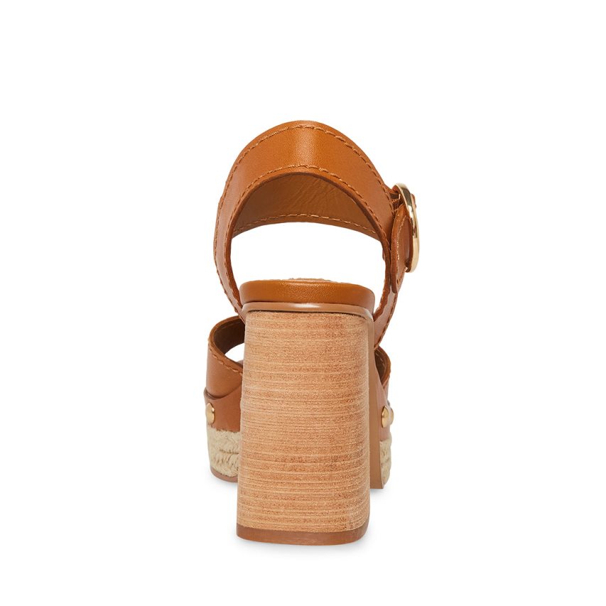 σανδαλια με τακουνι γυναικεια Steve Madden Kamille δερματινα καφε | GR-4152QGK