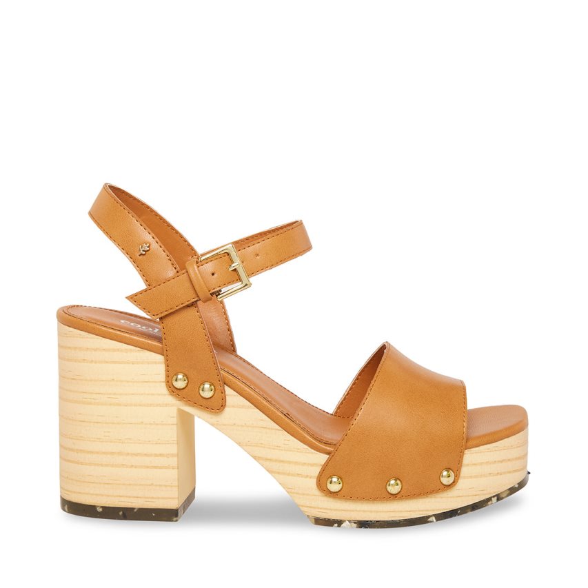 σανδαλια με τακουνι γυναικεια Steve Madden Rubyy καφε | GR-4317YXO