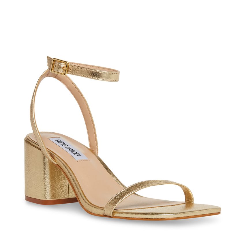 σανδαλια με τακουνι γυναικεια Steve Madden Audrina δερματινα χρυσο χρωμα | GR-4658ZYM