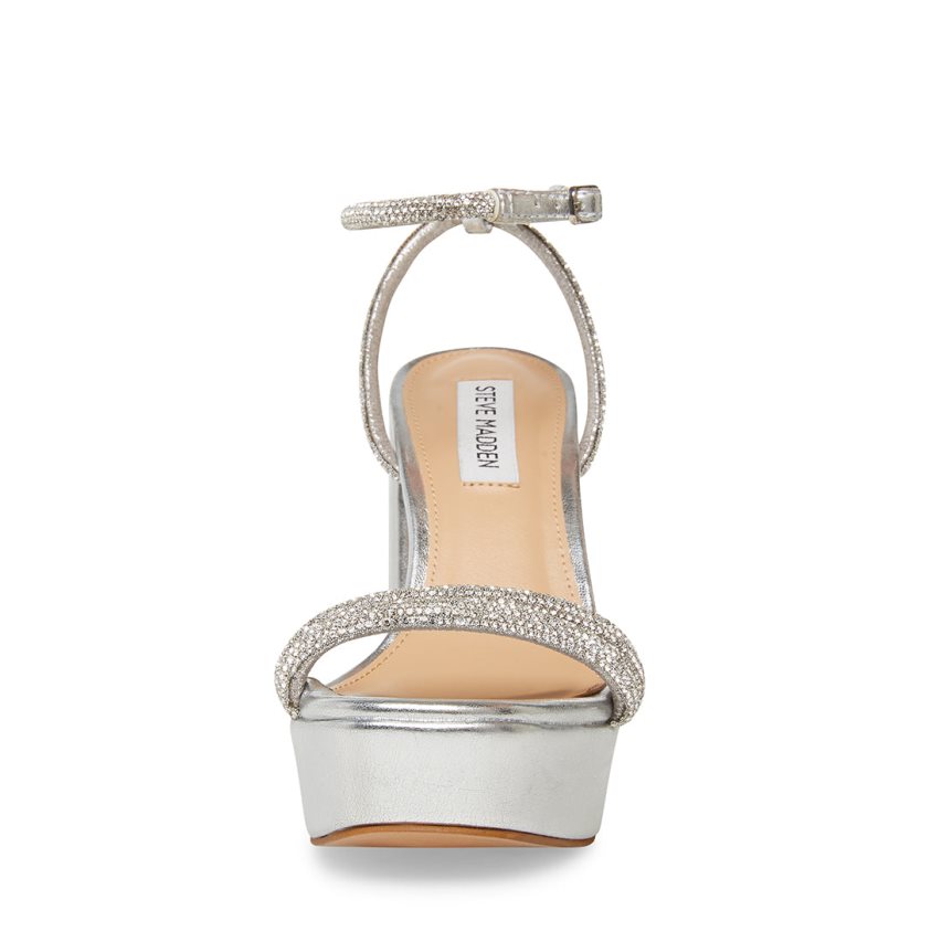 σανδαλια με τακουνι γυναικεια Steve Madden Lofty ασημι | GR-487OQUL