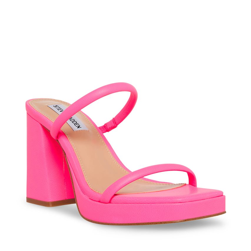 σανδαλια με τακουνι γυναικεια Steve Madden Polly Fuchsia ροζ | GR-498OQGR