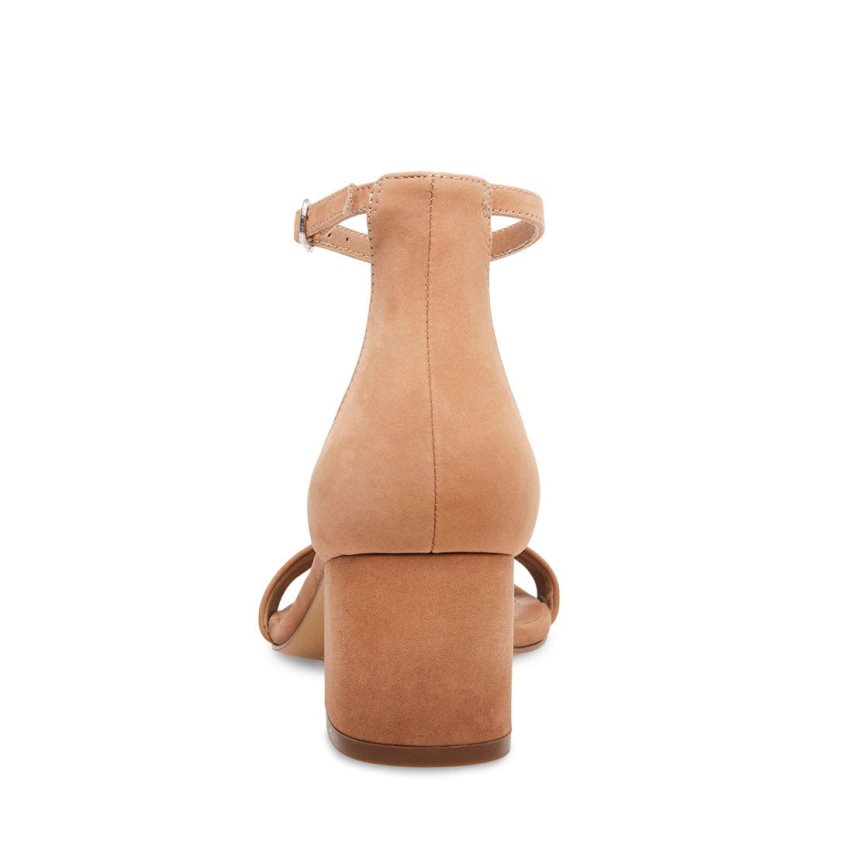 σανδαλια με τακουνι γυναικεια Steve Madden Irenee Nubuck καφε | GR-4O53UYS