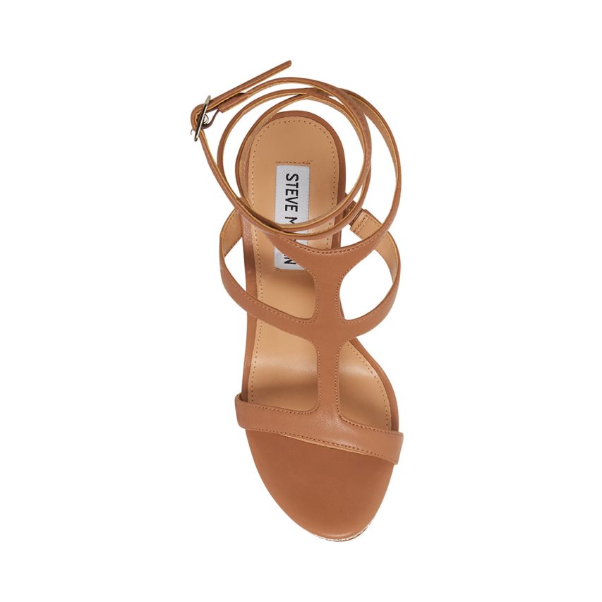 σανδαλια με τακουνι γυναικεια Steve Madden Angel καφε | GR-4O62LRH