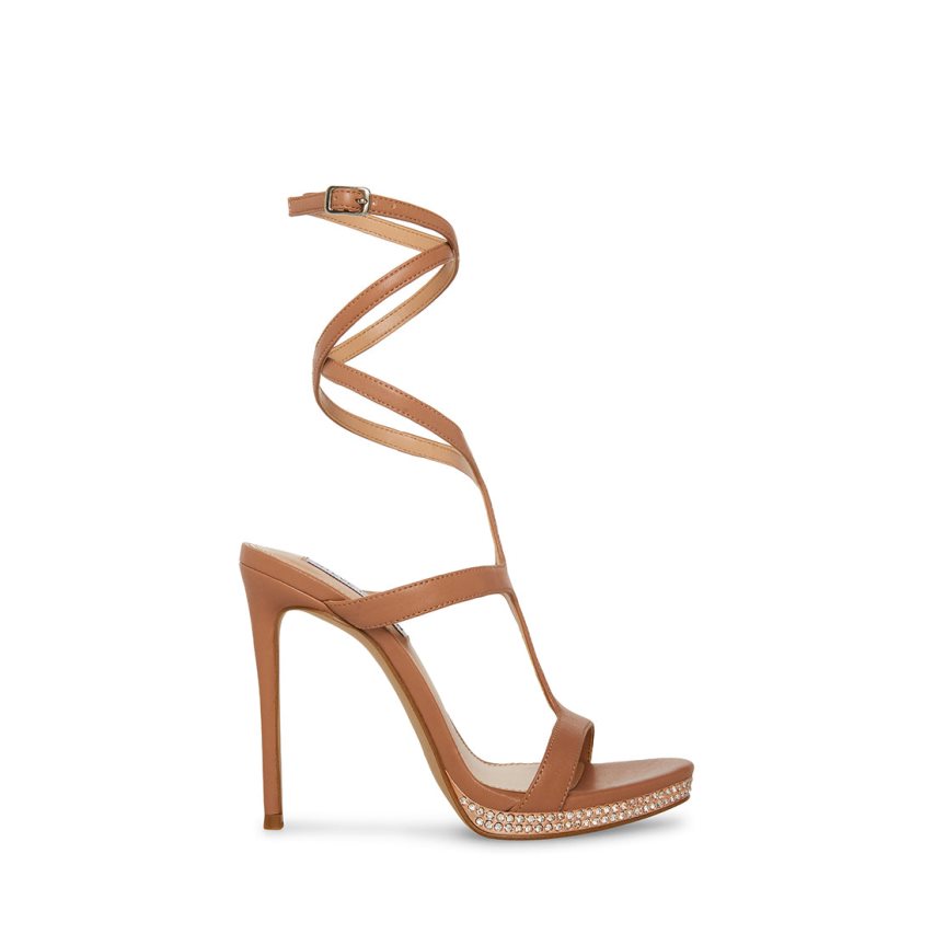 σανδαλια με τακουνι γυναικεια Steve Madden Angel καφε | GR-4O62LRH