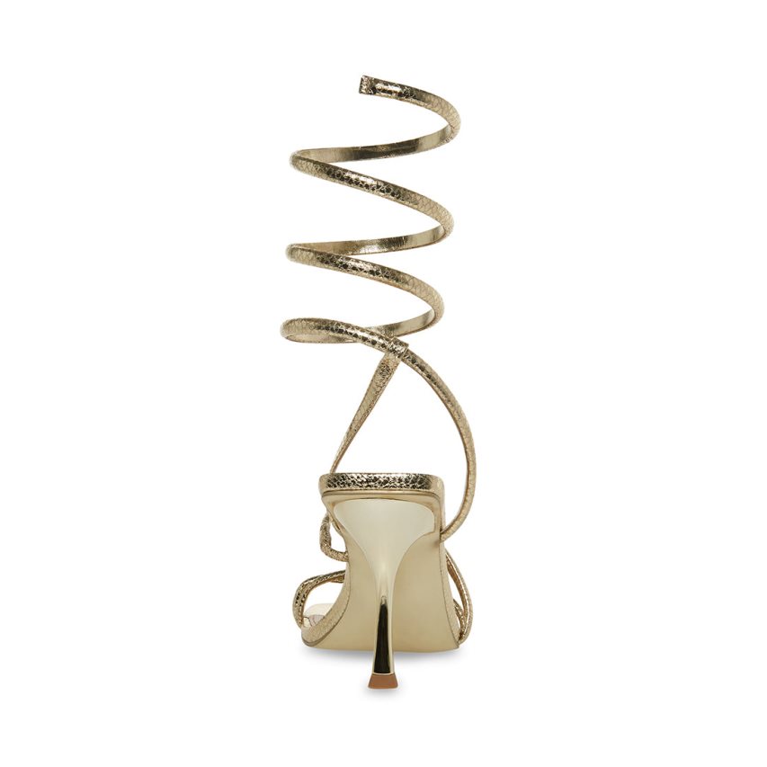 σανδαλια με τακουνι γυναικεια Steve Madden Shantelle Snake χρυσο χρωμα | GR-4O73OSG