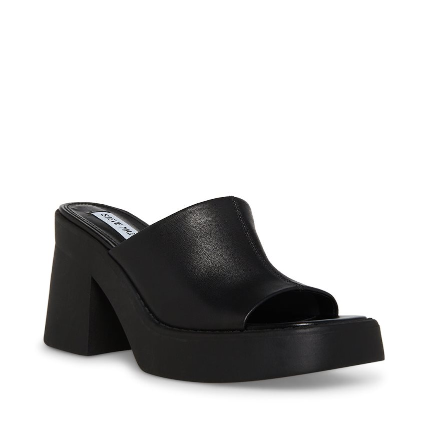 σανδαλια με τακουνι γυναικεια Steve Madden Kane δερματινα μαυρα | GR-5167TQU