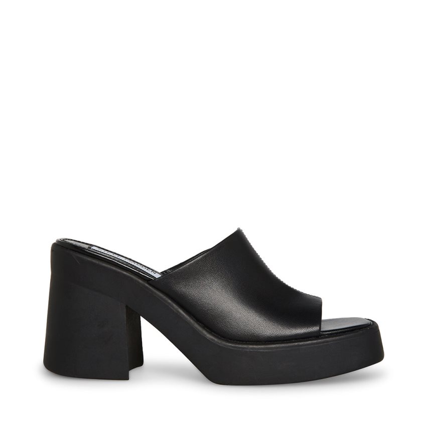 σανδαλια με τακουνι γυναικεια Steve Madden Kane δερματινα μαυρα | GR-5167TQU
