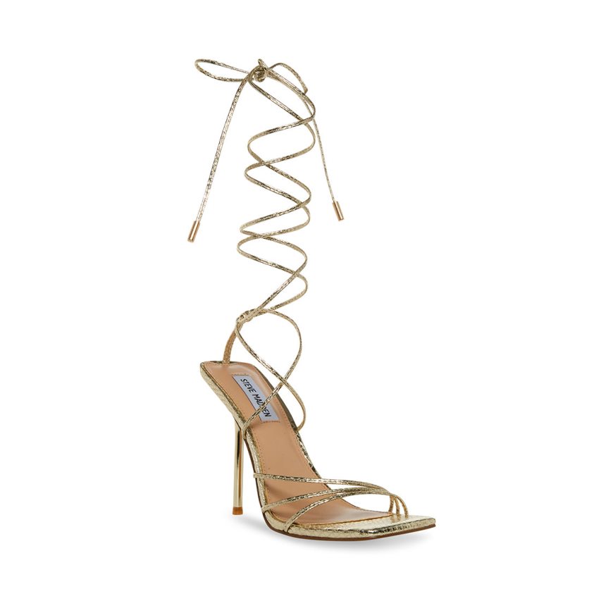 σανδαλια με τακουνι γυναικεια Steve Madden Evita Snake χρυσο χρωμα | GR-5179PGH