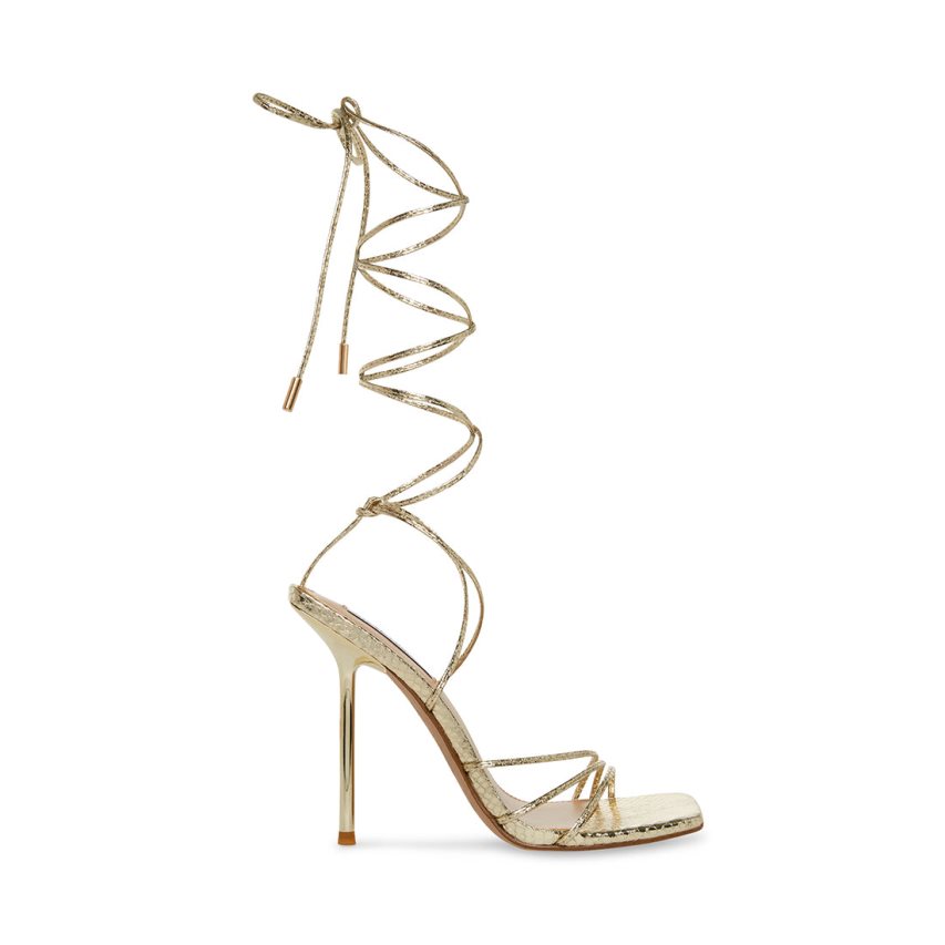 σανδαλια με τακουνι γυναικεια Steve Madden Evita Snake χρυσο χρωμα | GR-5179PGH