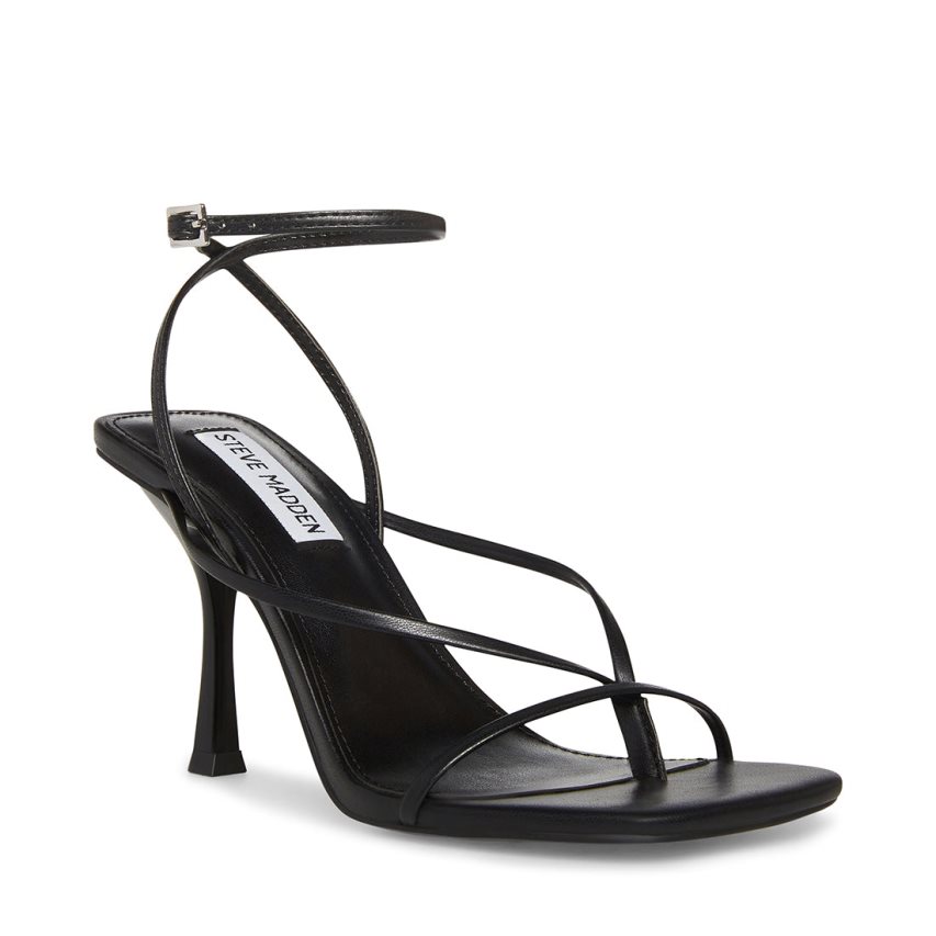 σανδαλια με τακουνι γυναικεια Steve Madden Annie μαυρα | GR-57O9GHF